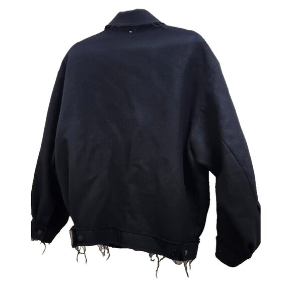 Max Mara Sportmax Black 100% Virgin Wool Jacket Women’s Frayed Hem Italy Size 2 - Picture 7 of 16